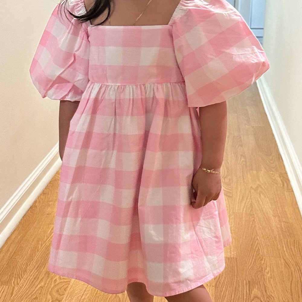 Pink Checkered Kids Dress like new